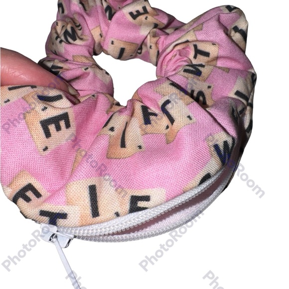 Swifties pink zipper hair scrunchie hand made USA cotton NWT fun summer beach - Picture 2 of 5